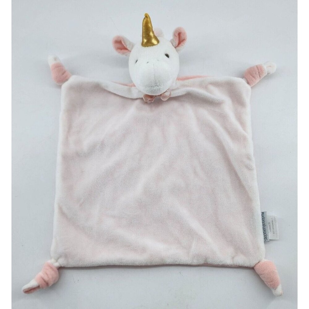 Stephen Joseph Unicorn Lovey Security Blanket Knotted Corners 2‎ Tone Pink 10”
